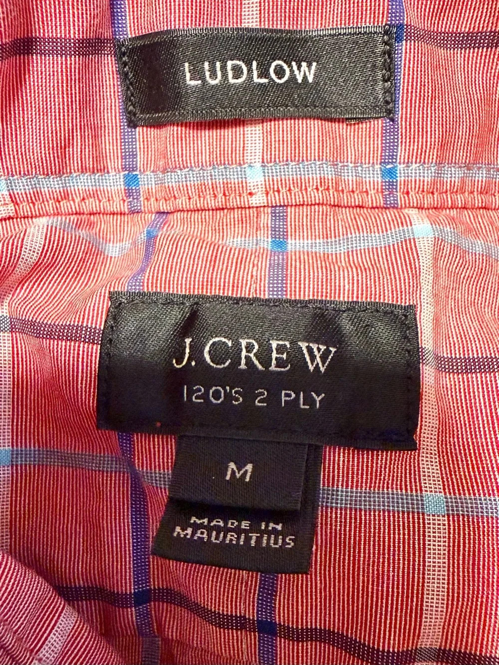 J. CREW Ludlow Pink Plaid Long-Sleeve Button-Down Shirt
